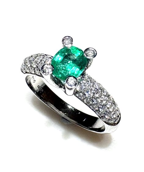 Ringe Sommer Dame Classici in Weißgold Smeraldo 0.70 Ct SME CT 0.70 DIA CT 0.49 DNG - SME CT 0.70 DIA CT 0.49 DNG